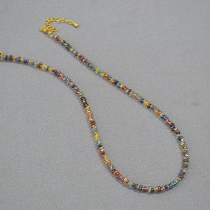 Artistic Retro Bohemian Style Colorful Translucent Seed Bead Necklace - Zambeel