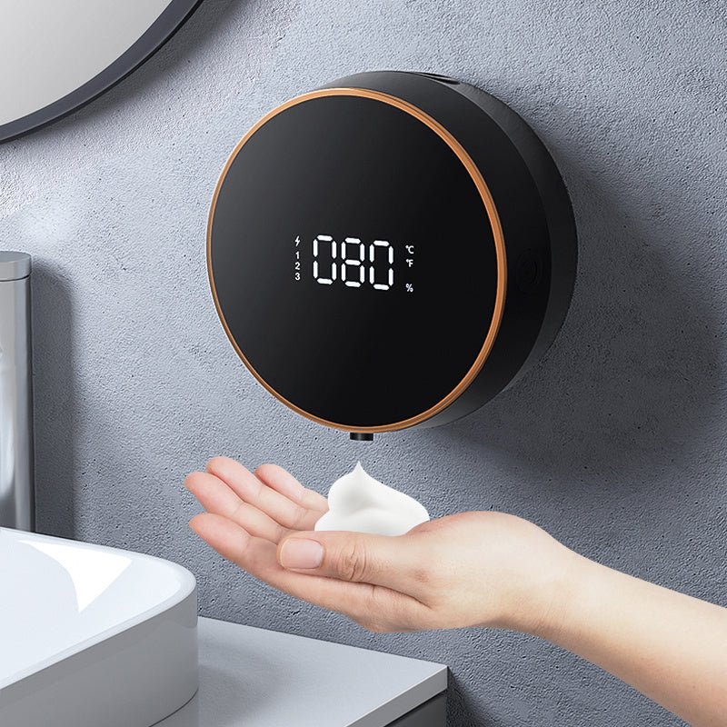 Automatic Induction Hand Sanitizer Machine Home Wall Mounted Foam Machine LED Temperature Display USB Rechargeable - Zambeel