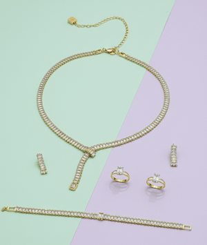 Baguette Lariat Jewelry Set - Zambeel