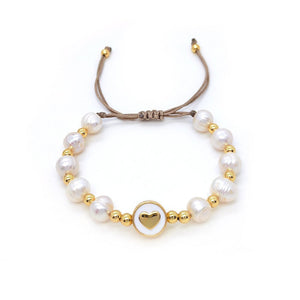 Baroque Natural Pearl Knitting Accessories All - match Beaded Cross Bracelet - Zambeel