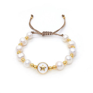 Baroque Natural Pearl Knitting Accessories All - match Beaded Cross Bracelet - Zambeel