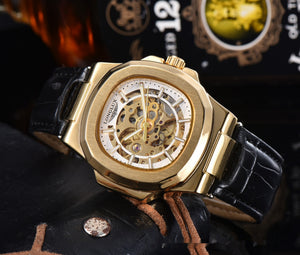 Barrel - shaped Leather Belt Men's Waterproof Mechanical Watch - Zambeel
