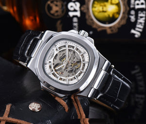 Barrel - shaped Leather Belt Men's Waterproof Mechanical Watch - Zambeel