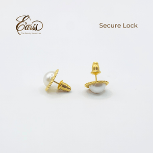 Beaded Border Pearl Gold Earring | Stainless Steel | 18K Gold Plated - Zambeel