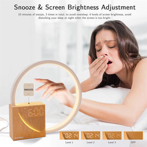 Bedside Lamp Touch Table Lamp With Natural Sounds, Desk Lamp With Alarm Clock, Touch Control 3 Levels Brightness Home Decor - Zambeel