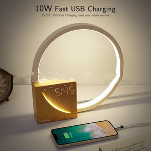 Bedside Lamp Touch Table Lamp With Natural Sounds, Desk Lamp With Alarm Clock, Touch Control 3 Levels Brightness Home Decor - Zambeel