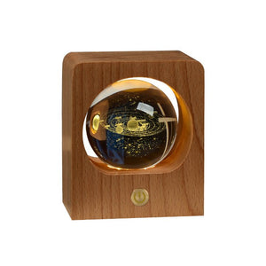 Beech Crystal Ball Night Light 3D Laser Engraving Elk Jellyfish LED Nightlights USB Dimmable Lamp For Bedroom Decoration Gifts Home Decor - Zambeel