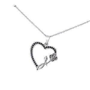 Black And White Full - diamond Heart Pendant With A Diamond - encrusted Heart Necklace Set - Zambeel