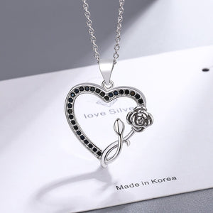 Black And White Full - diamond Heart Pendant With A Diamond - encrusted Heart Necklace Set - Zambeel
