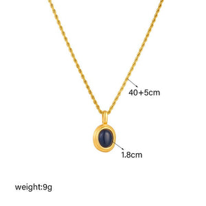 Black And White Gemstone Premium Temperamental Cold Style Metal Vintage Hemp Flowers Chain Necklace - Zambeel