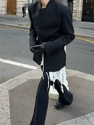 Black Deconstructed Waist - Tie Blazer - Zambeel