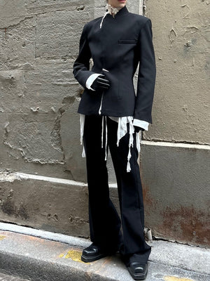 Black Deconstructed Waist - Tie Blazer - Zambeel