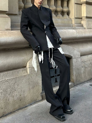Black Deconstructed Waist - Tie Blazer - Zambeel