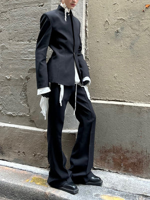 Black Deconstructed Waist - Tie Blazer - Zambeel