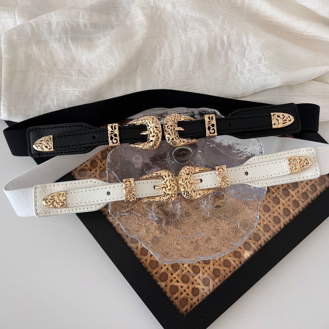 Black Elastic Slim Waist Belt Women's Versatile Stretch Waist Cincher - Zambeel