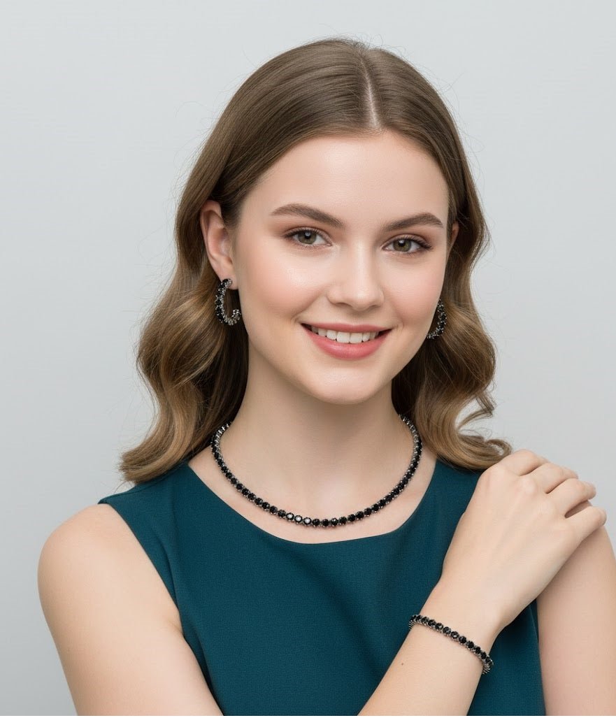 Black Onyx Crystal Choker Set - Zambeel