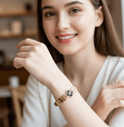 Black Petal Leaf Bangle - Zambeel