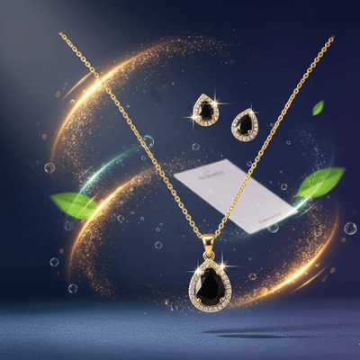 Black Teardrop Cubic Zirconia Set - Zambeel