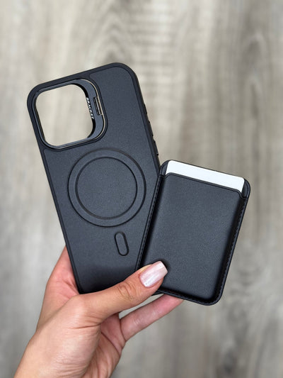 Black Wallet Phone Case with Card Holder - Zambeel
