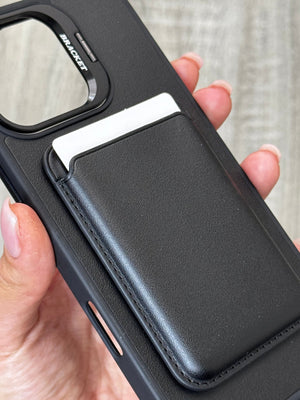 Black Wallet Phone Case with Card Holder - Zambeel