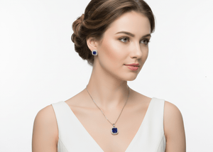 Blue Square Cubic Zirconia Set - Zambeel