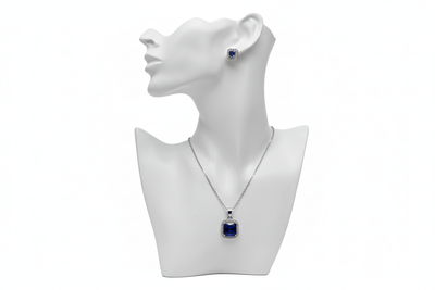 Blue Square Cubic Zirconia Set - Zambeel