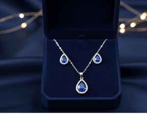 Blue Teardrop Cubic Zirconia Set - Zambeel