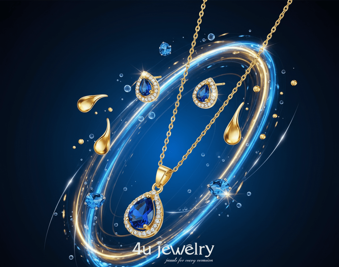 Blue Teardrop Cubic Zirconia Set - Zambeel