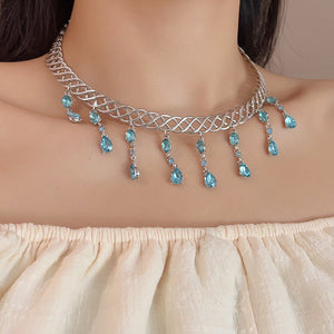 Blue Water Drop Zircon Collar Women's Fashion - Zambeel