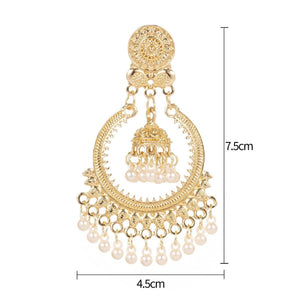 Bohemian Retro Ethnic Style Alloy Little Bell Shape Pendant Tassel Earrings - Zambeel