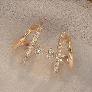 Brass Gold Plating Inlaid Zircon Women's Fashion Earrings - Zambeel