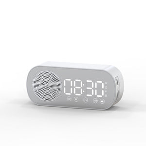 BT Music Alarm Clocks Mirror FM Radio LED Digital Clock 2 Alarm Snooze 24H Electronic Watch Dimming Table Phone Stand USB Clocks - Zambeel