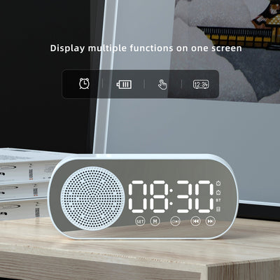 BT Music Alarm Clocks Mirror FM Radio LED Digital Clock 2 Alarm Snooze 24H Electronic Watch Dimming Table Phone Stand USB Clocks - Zambeel