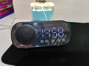BT Music Alarm Clocks Mirror FM Radio LED Digital Clock 2 Alarm Snooze 24H Electronic Watch Dimming Table Phone Stand USB Clocks - Zambeel