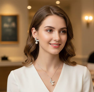 Butterfly & Pearl Drop Set - Zambeel