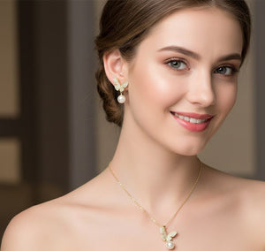 Butterfly & Pearl Drop Set - Zambeel