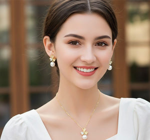 Butterfly & Pearl Pendant Jewelry Set - Zambeel