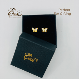 Butterfly White Gold Earring | Stainless Steel | 18K Gold Plated - Zambeel