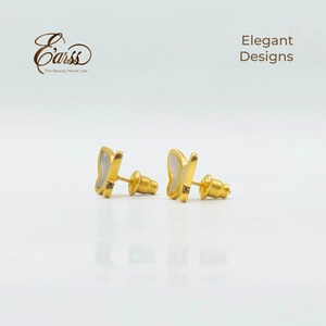 Butterfly White Gold Earring | Stainless Steel | 18K Gold Plated - Zambeel