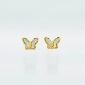 Butterfly White Gold Earring | Stainless Steel | 18K Gold Plated - Zambeel
