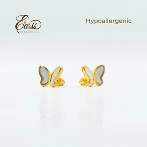 Butterfly White Gold Earring | Stainless Steel | 18K Gold Plated - Zambeel