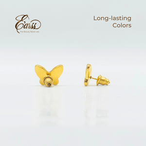 Butterfly White Gold Earring | Stainless Steel | 18K Gold Plated - Zambeel