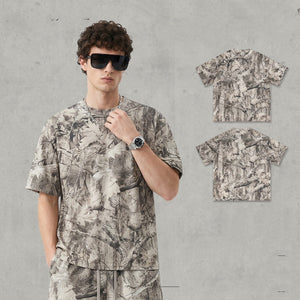 Camouflage Drop - shoulder T-shirt Loose And Casual - Zambeel