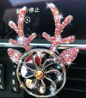 Car Aromatherapy, Diamond - encrusted Antlers, Car Ornaments, Perfume Fans, Car Accessories - Zambeel