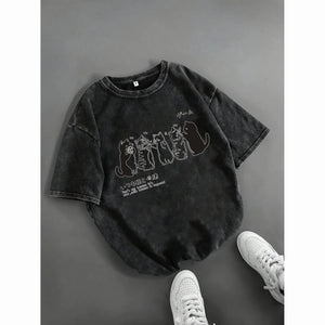 Cartoon Cat Shower Mens Loose - Fit Short - Sleeve T-Shirt - Zambeel