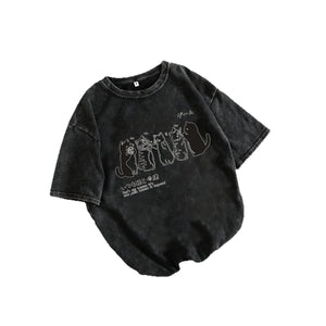Cartoon Cat Shower Mens Loose - Fit Short - Sleeve T-Shirt - Zambeel