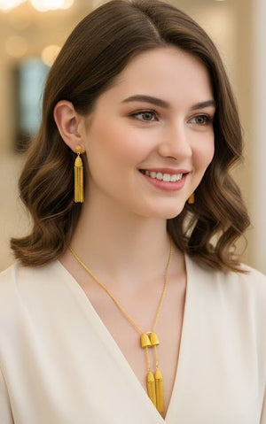 Cascade Tassel Necklace Set - Zambeel