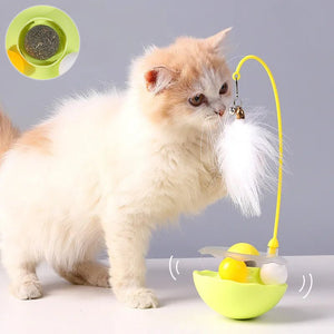 Cat Interactive Toy Funny Tumbler Toy Kitten Exercise Catching Leaky Food Ball Teaser Feather Wand Toys For Cat Accessories Pet Products - Zambeel