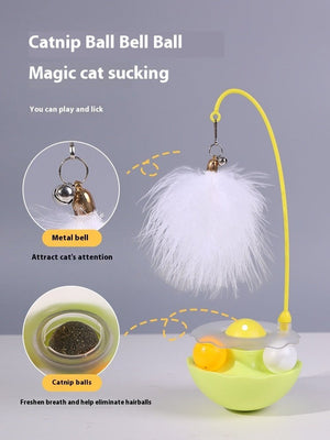 Cat Interactive Toy Funny Tumbler Toy Kitten Exercise Catching Leaky Food Ball Teaser Feather Wand Toys For Cat Accessories Pet Products - Zambeel