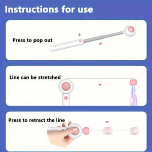 Cat Teaser Stick, Retractable Cat Wand With Replacement Head, Cat Feather Toy, Cat Interactive Toy For Indoor Cats For Relief Boredom And Exercise - Zambeel